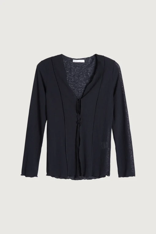 LONG SLEEVE TOP WITH FRONT TIES