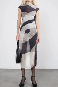 MAXI DRESS WITH ABSTRACT PRINT
