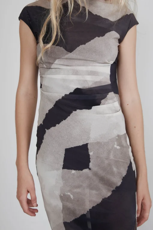 MAXI DRESS WITH ABSTRACT PRINT