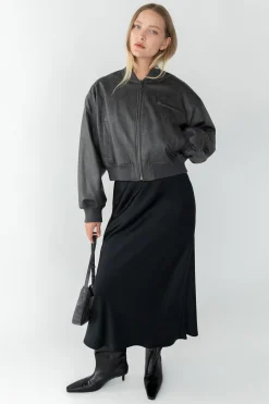 MAXI SATIN SLIP SKIRT