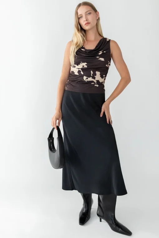 MAXI SATIN SLIP SKIRT
