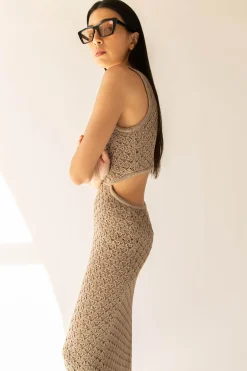 MIDI CROCHET DRESS WITH BACK CUTOUT
