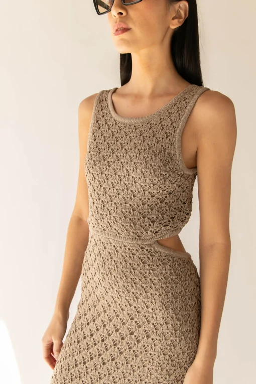 MIDI CROCHET DRESS WITH BACK CUTOUT