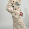 MIDI OPEN KNIT SWIMSUIT COVERUP DRESS