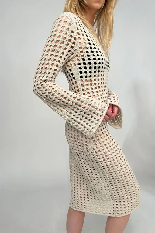 MIDI OPEN KNIT SWIMSUIT COVERUP DRESS