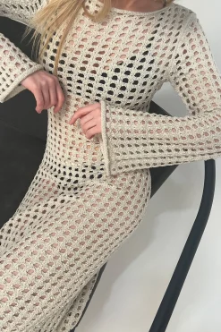 MIDI OPEN KNIT SWIMSUIT COVERUP DRESS