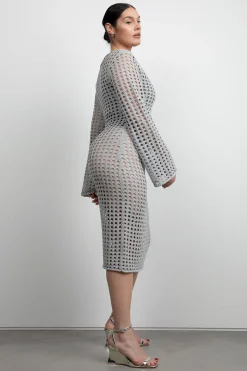 MIDI OPEN KNIT SWIMSUIT COVERUP DRESS