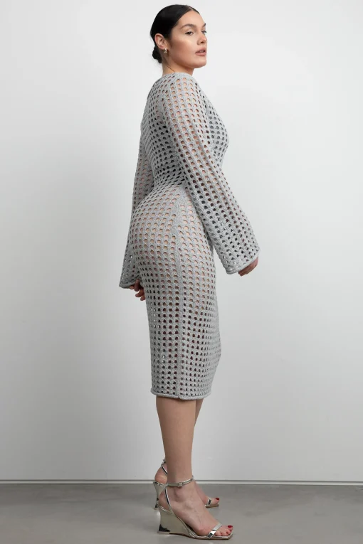 MIDI OPEN KNIT SWIMSUIT COVERUP DRESS