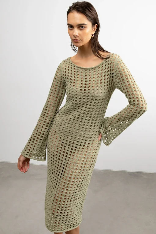 MIDI OPEN KNIT SWIMSUIT COVERUP DRESS