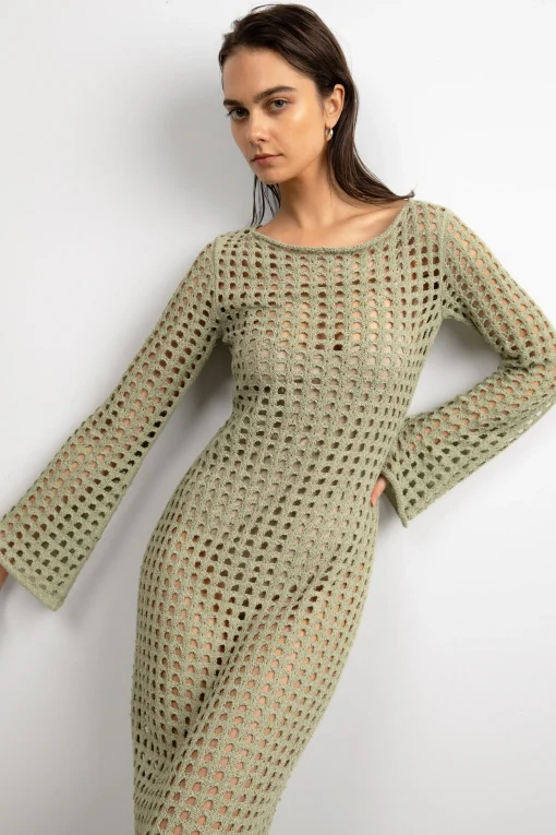 MIDI OPEN KNIT SWIMSUIT COVERUP DRESS