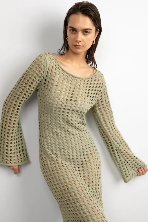 MIDI OPEN KNIT SWIMSUIT COVERUP DRESS