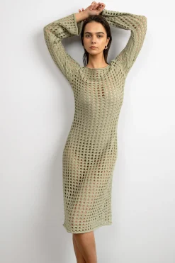 MIDI OPEN KNIT SWIMSUIT COVERUP DRESS