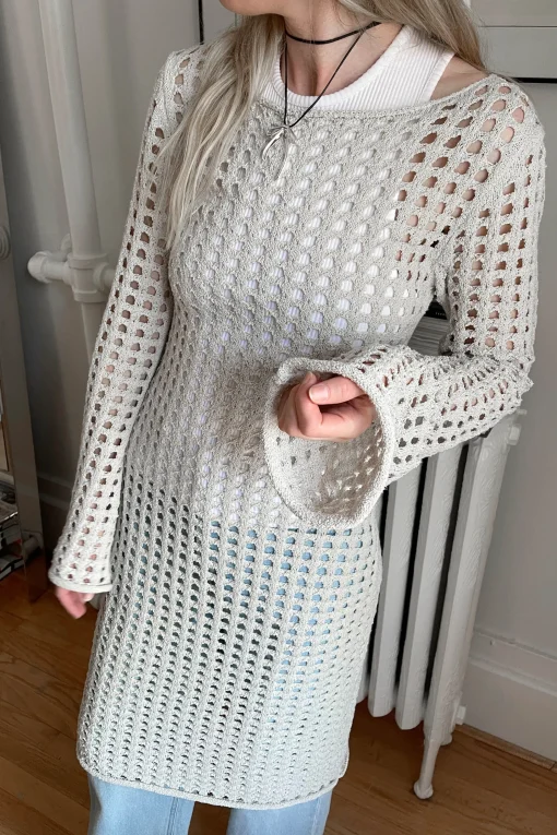 MIDI OPEN KNIT SWIMSUIT COVERUP DRESS