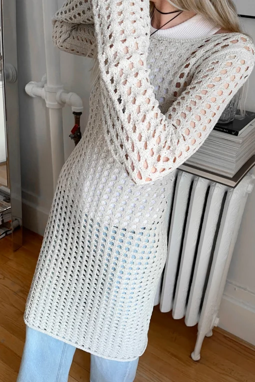 MIDI OPEN KNIT SWIMSUIT COVERUP DRESS