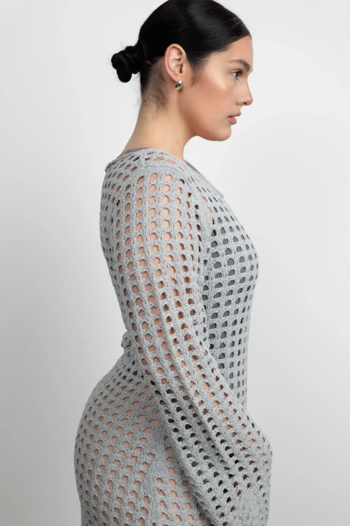 MIDI OPEN KNIT SWIMSUIT COVERUP DRESS