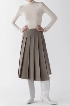 MIDI PLEATED ASYMMETRICAL SKIRT