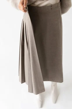 MIDI PLEATED ASYMMETRICAL SKIRT