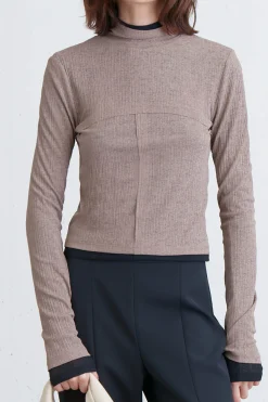 MOCKNECK TOP WITH SEAM DETAILS