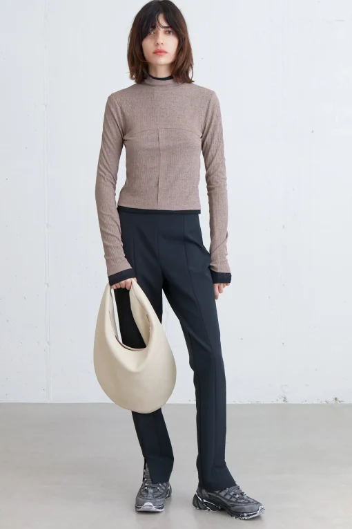 MOCKNECK TOP WITH SEAM DETAILS