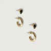 MOON STONE SILVER + ONYX GOLD EARRING SET