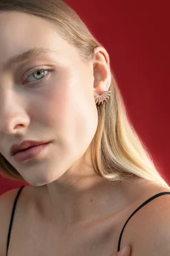 MULTIPLE STUDDED HOOP EARRING
