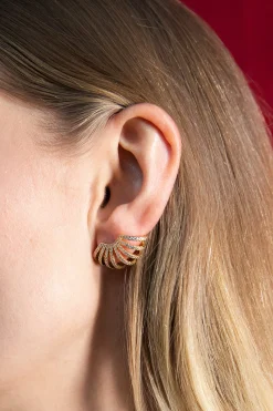 MULTIPLE STUDDED HOOP EARRING