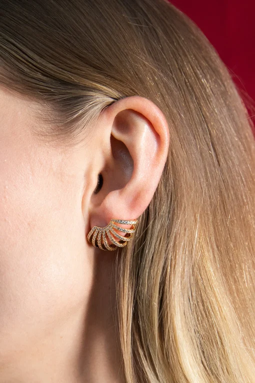 MULTIPLE STUDDED HOOP EARRING