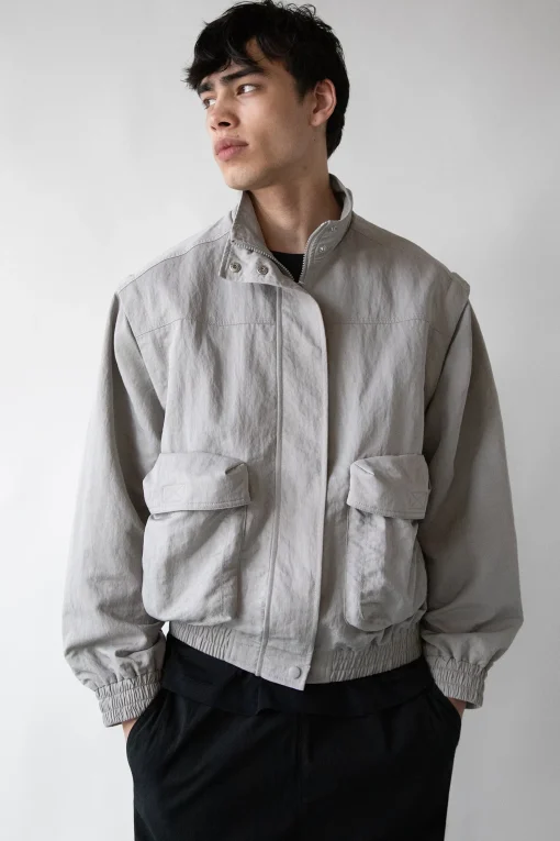 NYLON BOMBER WITH ZIP-OFF SLEEVES