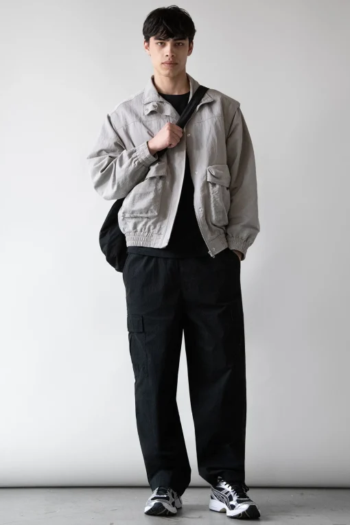 NYLON BOMBER WITH ZIP-OFF SLEEVES