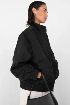 NYLON BOMBER WITH ZIP-OFF SLEEVES