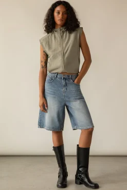 NYLON HOODED ZIP-UP VEST