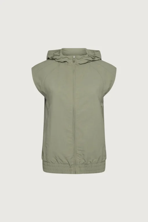 NYLON HOODED ZIP-UP VEST