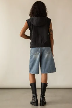 NYLON HOODED ZIP-UP VEST