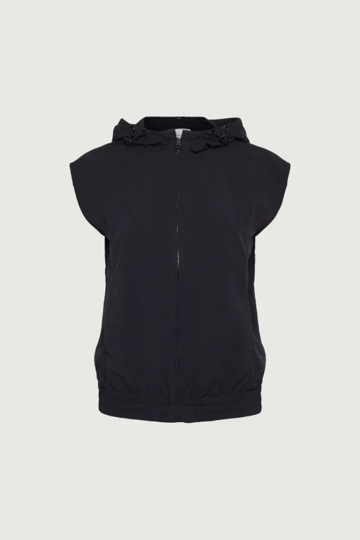 NYLON HOODED ZIP-UP VEST