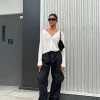 NYLON PANTS WITH RUCHED POCKETS