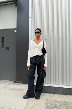 NYLON PANTS WITH RUCHED POCKETS