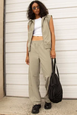 NYLON PARACHUTE WIDE LEG PANT