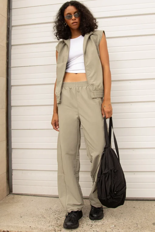 NYLON PARACHUTE WIDE LEG PANT