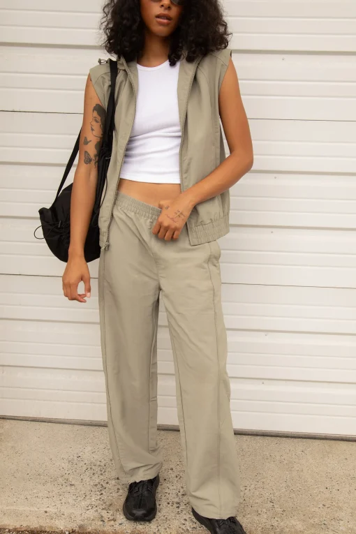 NYLON PARACHUTE WIDE LEG PANT