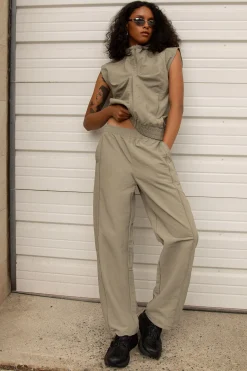 NYLON PARACHUTE WIDE LEG PANT