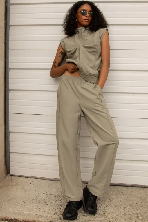 NYLON PARACHUTE WIDE LEG PANT