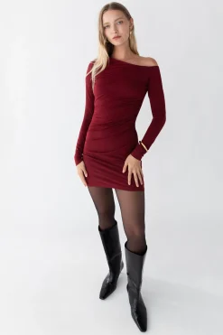 OFF SHOULDER LONG SLEEVE MINI DRESS