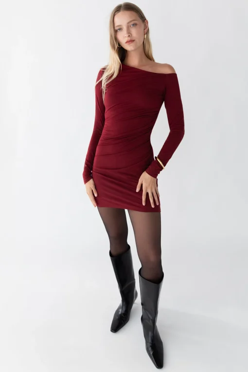 OFF SHOULDER LONG SLEEVE MINI DRESS