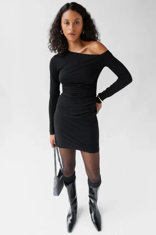 OFF SHOULDER LONG SLEEVE MINI DRESS
