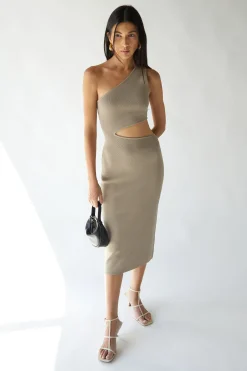 ONE SHOULDER MIDI DRESS WITH CUTOUT