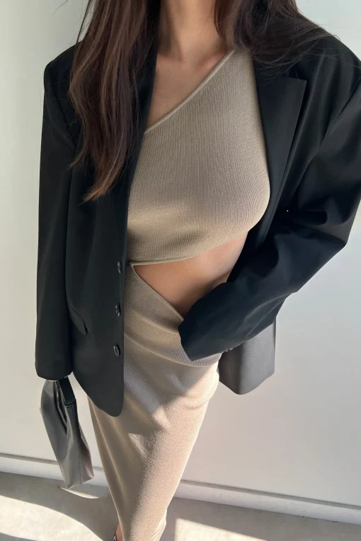 ONE SHOULDER MIDI DRESS WITH CUTOUT