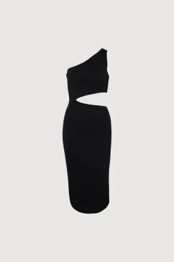 ONE SHOULDER MIDI DRESS WITH CUTOUT