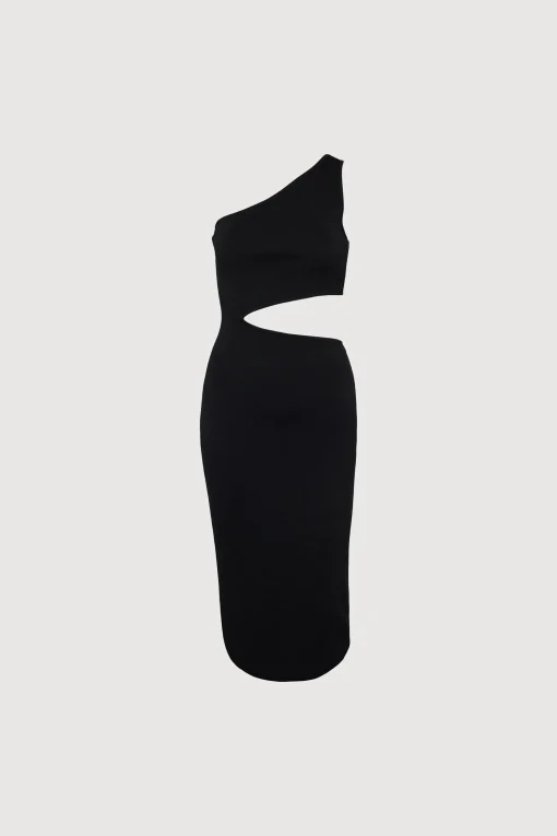 ONE SHOULDER MIDI DRESS WITH CUTOUT