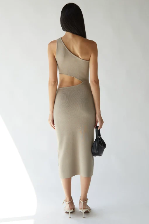 ONE SHOULDER MIDI DRESS WITH CUTOUT