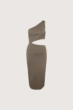 ONE SHOULDER MIDI DRESS WITH CUTOUT